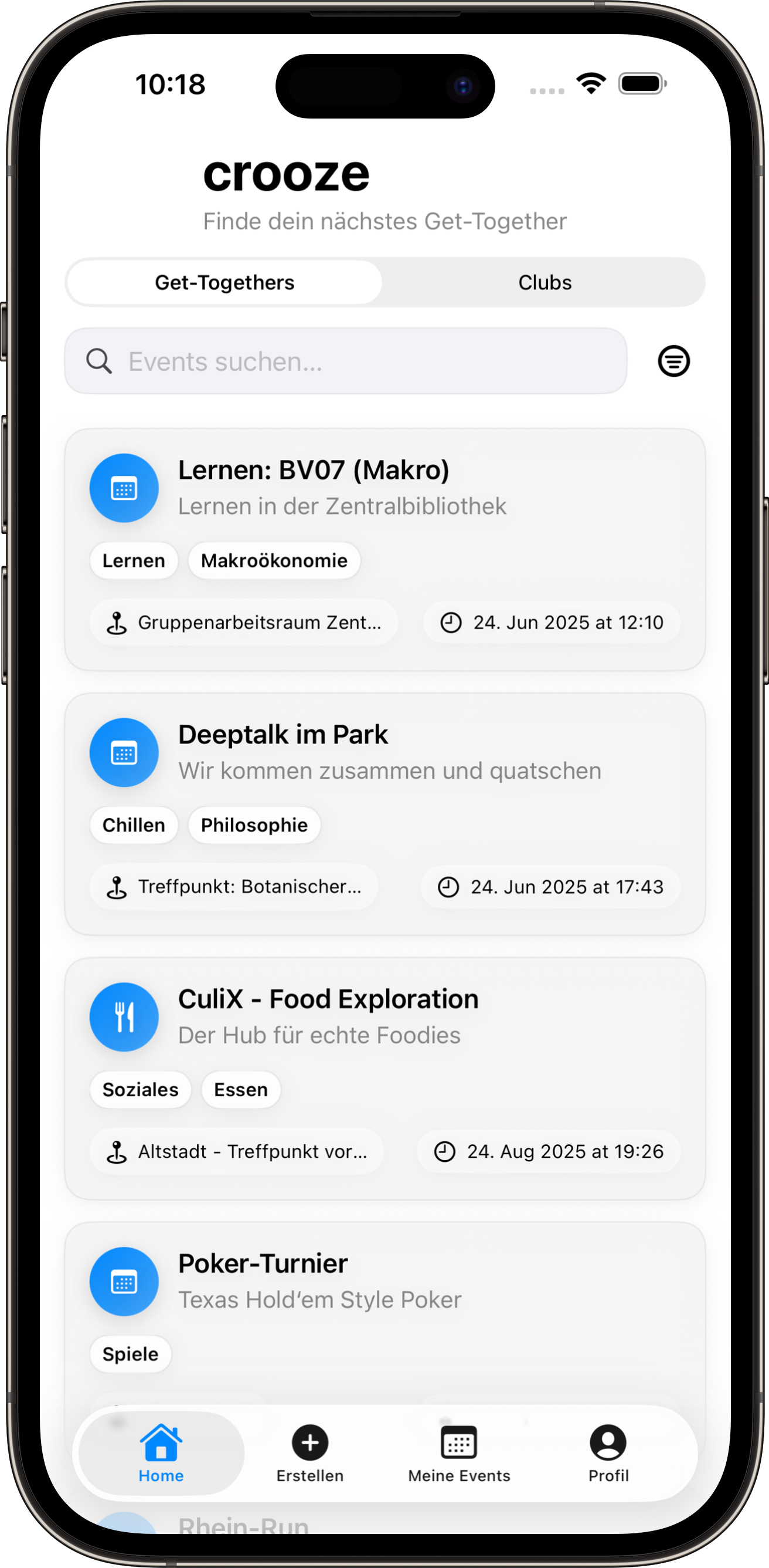 crooze App – Screenshot